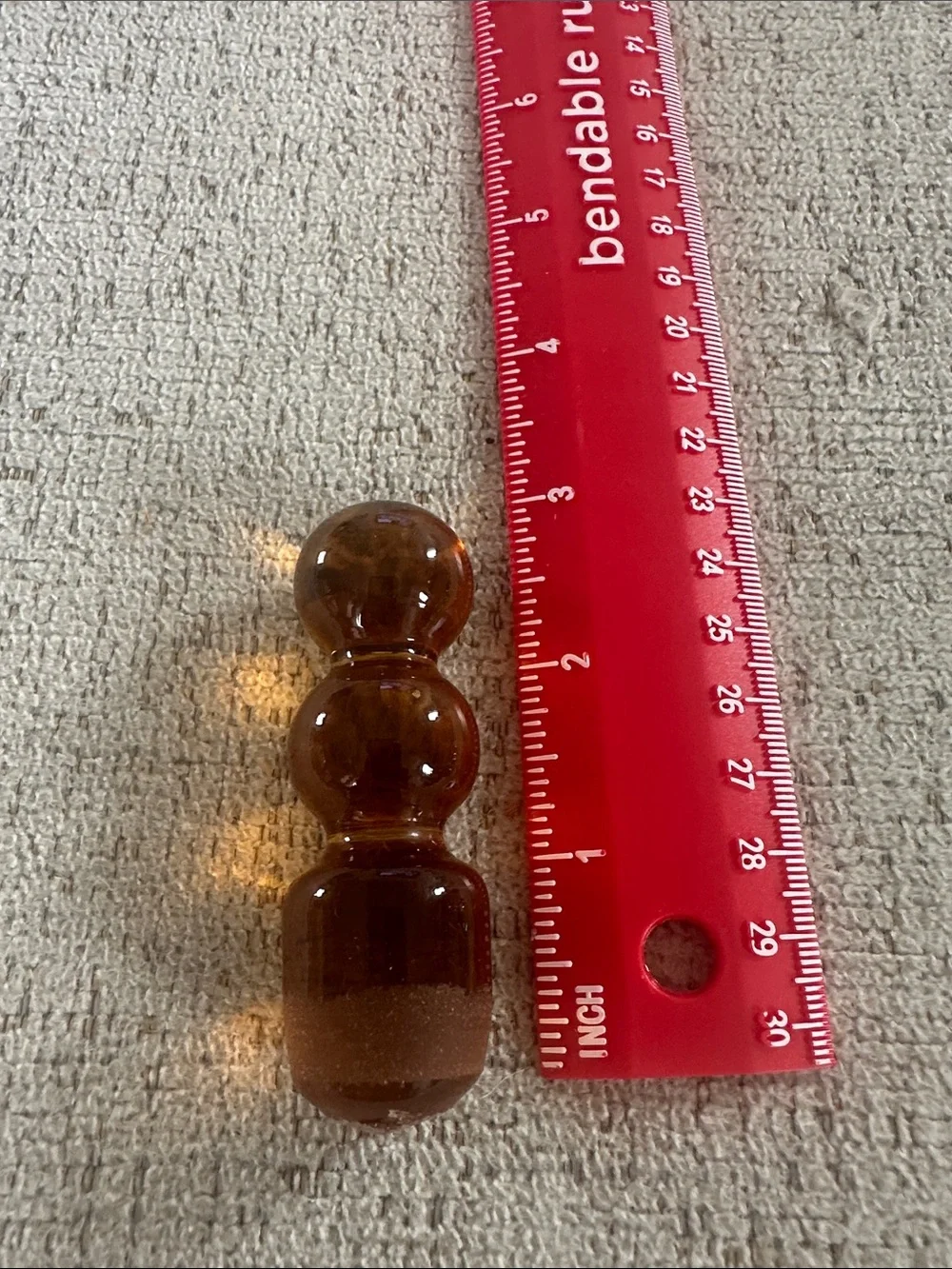 MCM Empoli Style Amber Bubble Art Glass Decanter Stopper 3.5”